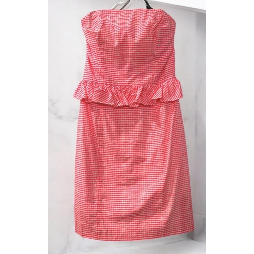 Lilly Pulitzer Women's‎ Pink Strapless Lowe Gingham Dress Size 2 Cruise Vacation - Picture 7 of 9